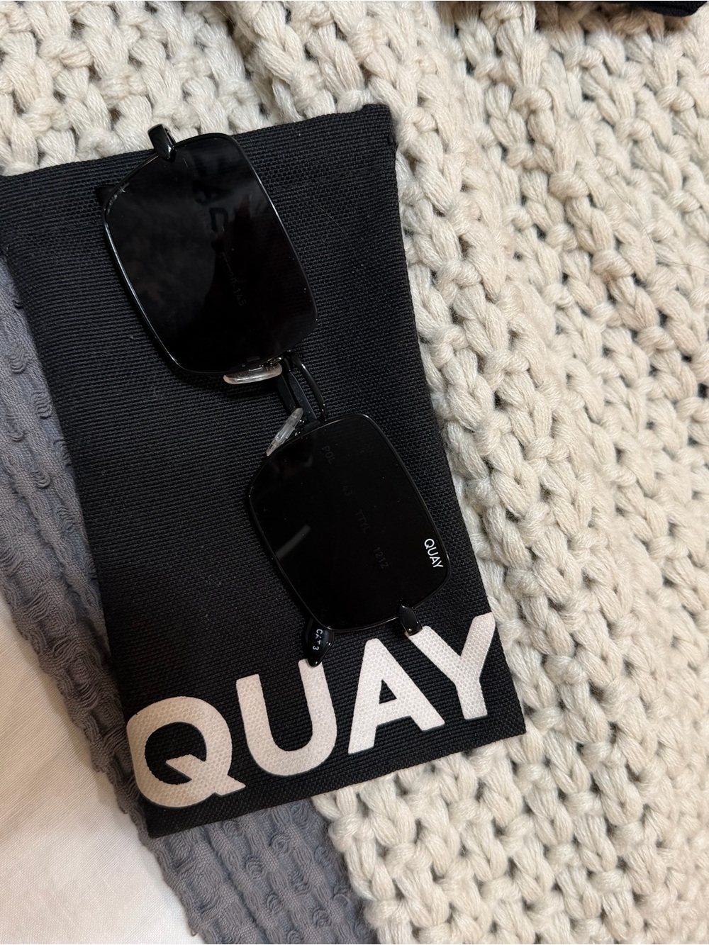 Quay Australia Black Rimless Rectangle Sunglasses